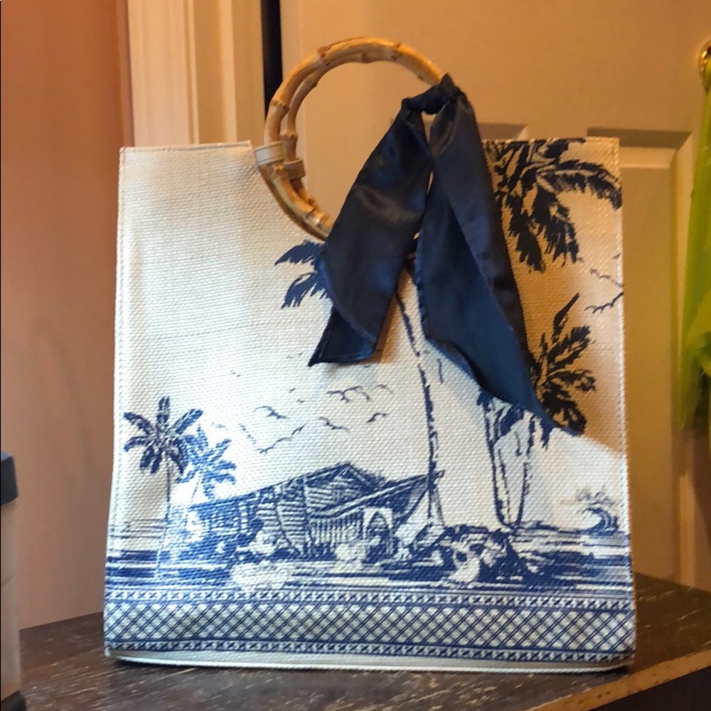 Disney Polynesian Beach Tote w Bamboo Handles